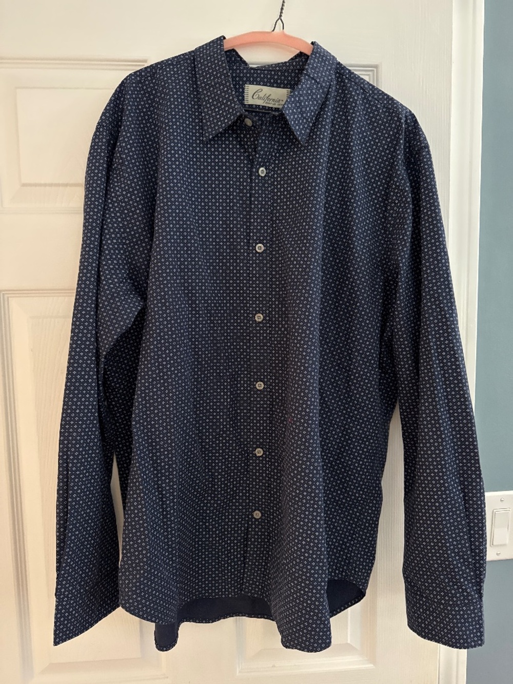 Men’s California Shirt Co long sleeve button shirt down navy blue XL